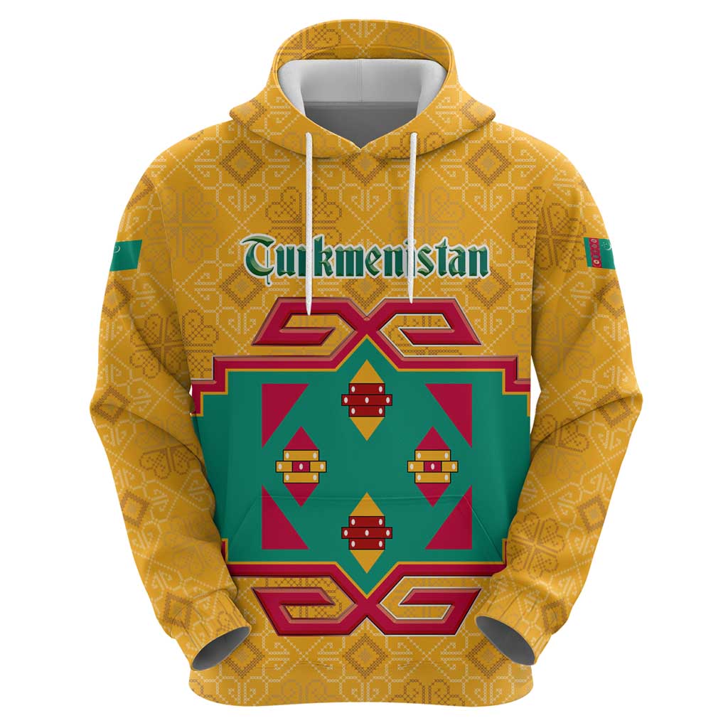 Turkmenistan Traditional Carpet Motif Hoodie with Ethnic Pattern Design