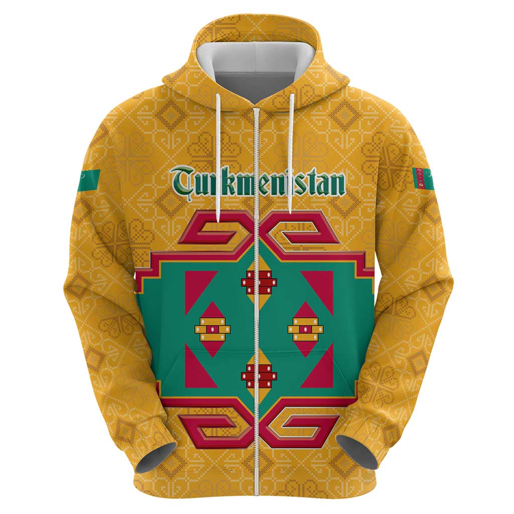 Turkmenistan Traditional Carpet Motif Hoodie with Ethnic Pattern Design