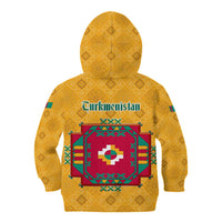 Turkmenistan Traditional Carpet Motif Kid Hoodie with Ethnic Pattern Design