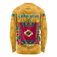 Turkmenistan Traditional Carpet Motif Long Sleeve Shirt with Ethnic Pattern Design