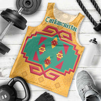 Turkmenistan Traditional Carpet Motif Men Tank Top with Ethnic Pattern Design