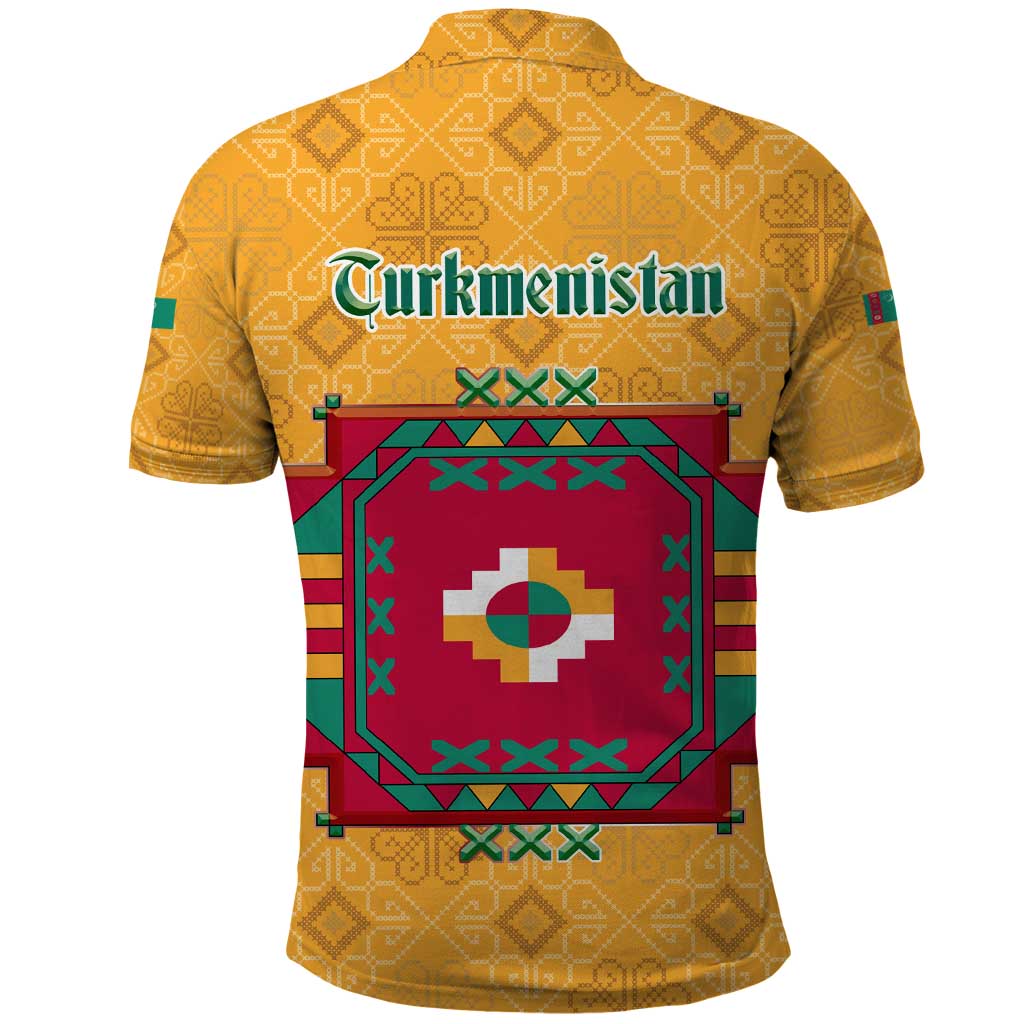 Turkmenistan Traditional Carpet Motif Polo Shirt with Ethnic Pattern Design