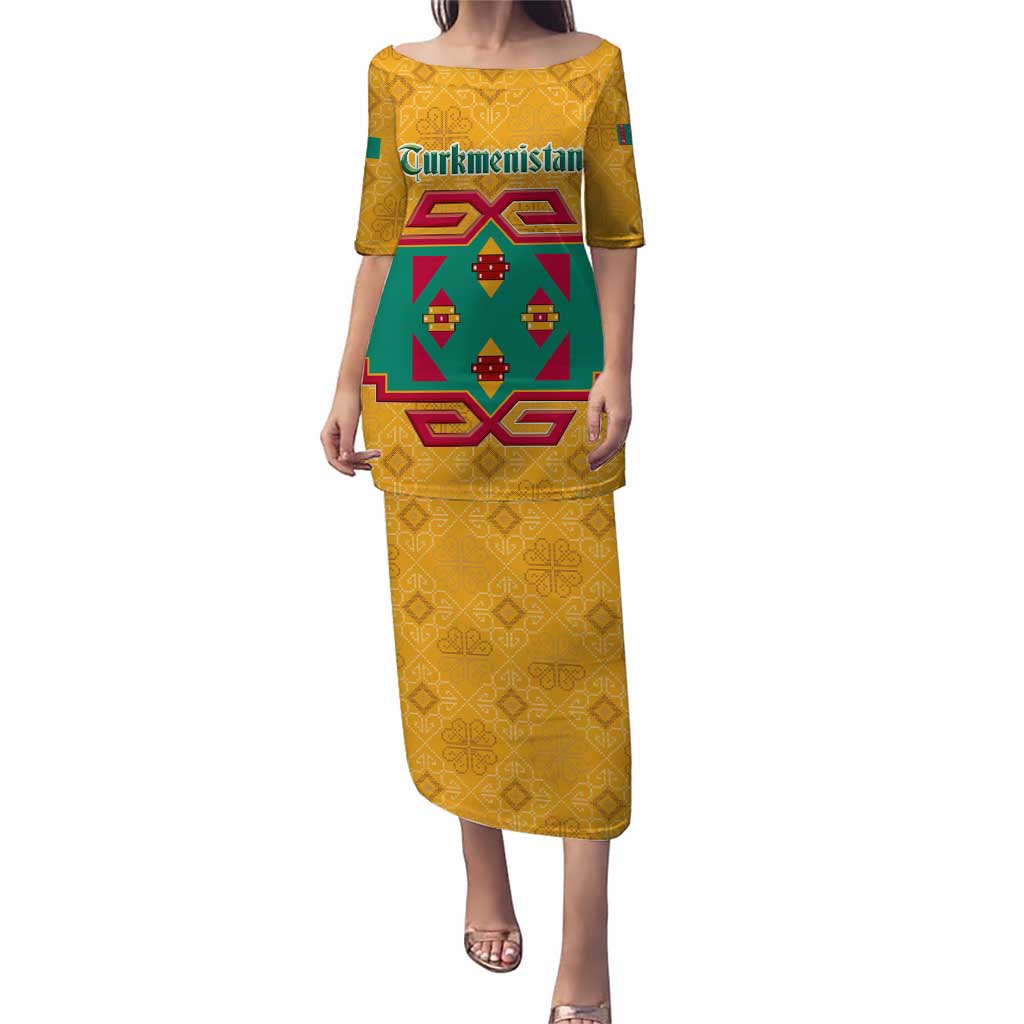 Turkmenistan Traditional Carpet Motif Puletasi with Ethnic Pattern Design