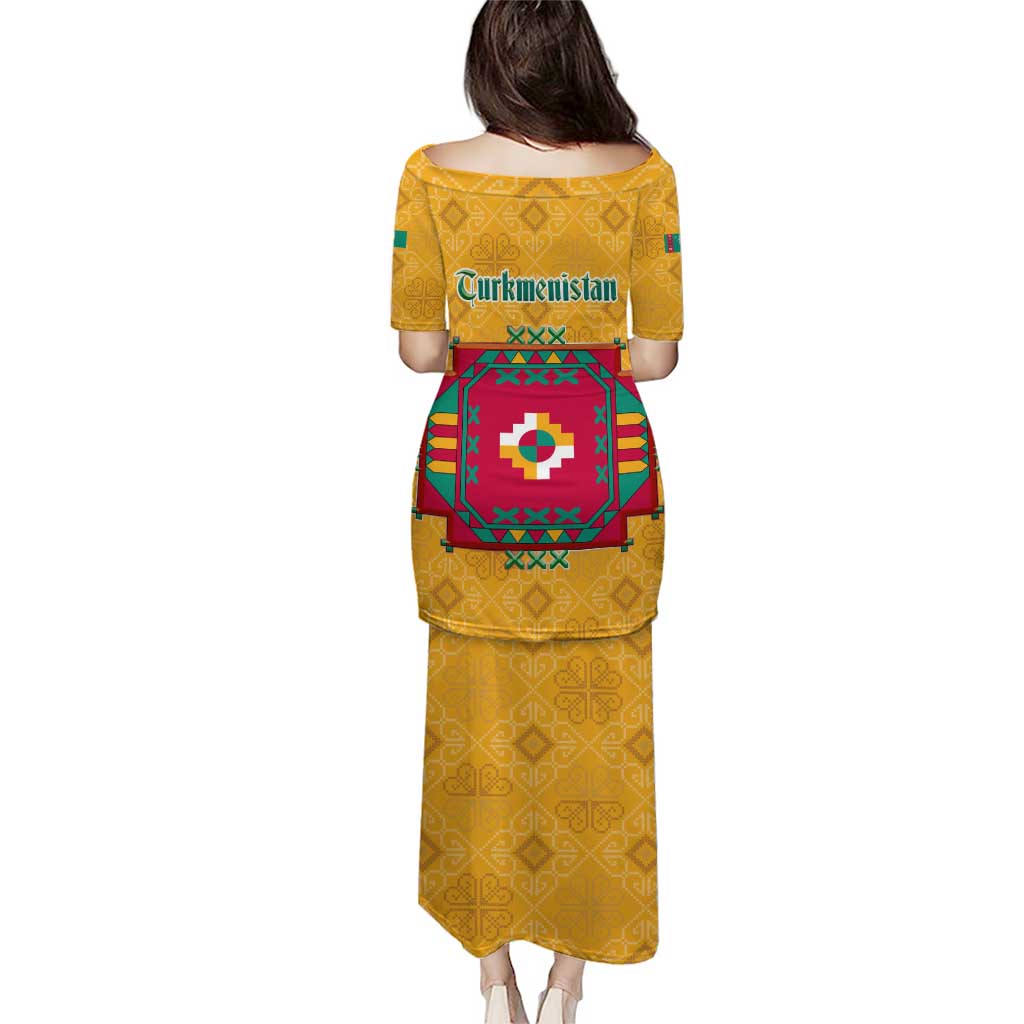 Turkmenistan Traditional Carpet Motif Puletasi with Ethnic Pattern Design