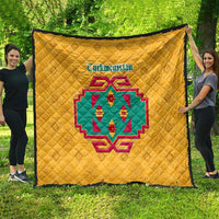 Turkmenistan Traditional Carpet Motif Quilt with Ethnic Pattern Design