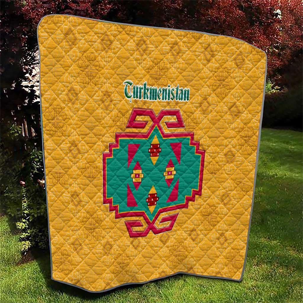 Turkmenistan Traditional Carpet Motif Quilt with Ethnic Pattern Design