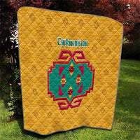 Turkmenistan Traditional Carpet Motif Quilt with Ethnic Pattern Design