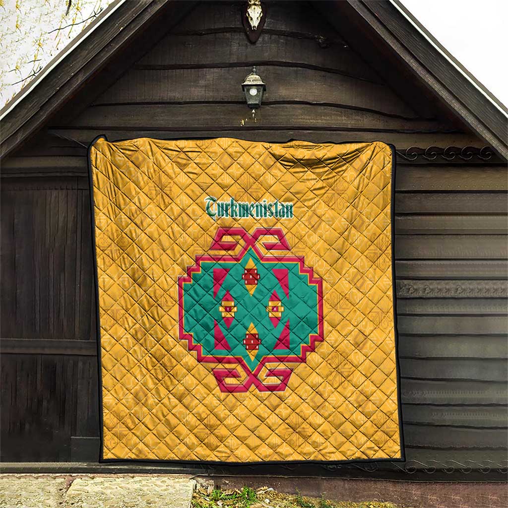 Turkmenistan Traditional Carpet Motif Quilt with Ethnic Pattern Design