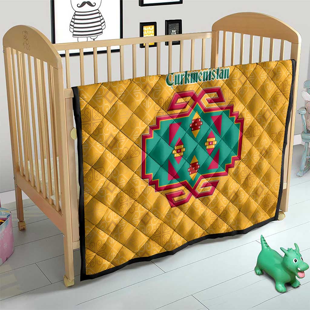 Turkmenistan Traditional Carpet Motif Quilt with Ethnic Pattern Design