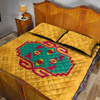 Turkmenistan Traditional Carpet Motif Quilt Bed Set with Ethnic Pattern Design