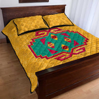 Turkmenistan Traditional Carpet Motif Quilt Bed Set with Ethnic Pattern Design