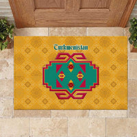 Turkmenistan Traditional Carpet Motif Rubber Doormat with Ethnic Pattern Design