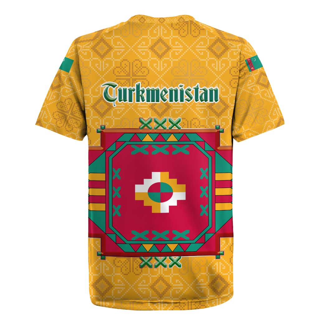 Turkmenistan Traditional Carpet Motif Rugby Jersey with Ethnic Pattern Design