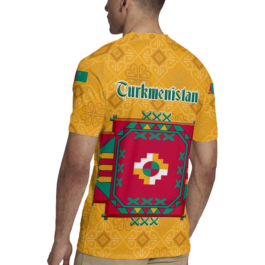 Turkmenistan Traditional Carpet Motif Rugby Jersey with Ethnic Pattern Design
