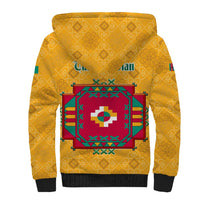 Turkmenistan Traditional Carpet Motif Sherpa Hoodie with Ethnic Pattern Design