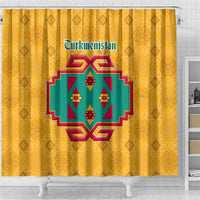 Turkmenistan Traditional Carpet Motif Shower Curtain with Ethnic Pattern Design