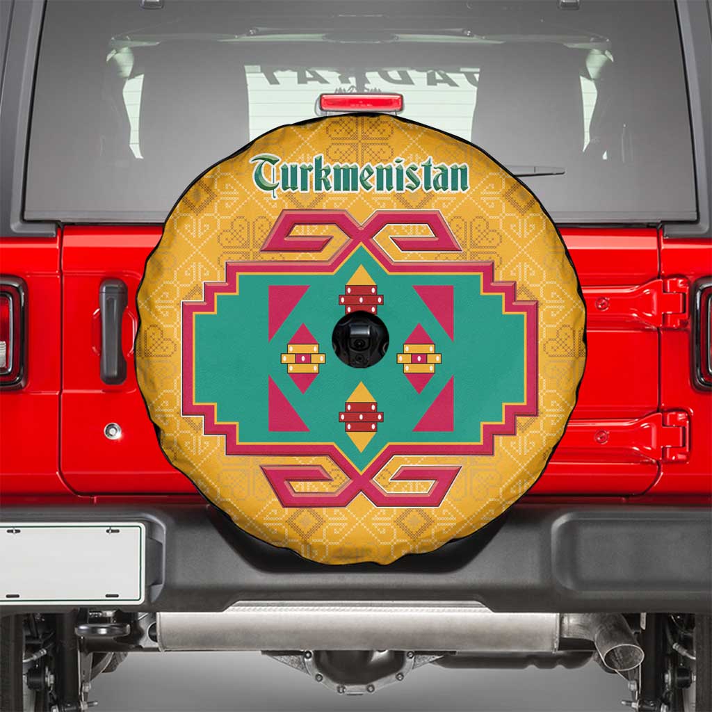 Turkmenistan Traditional Carpet Motif Spare Tire Cover with Ethnic Pattern Design