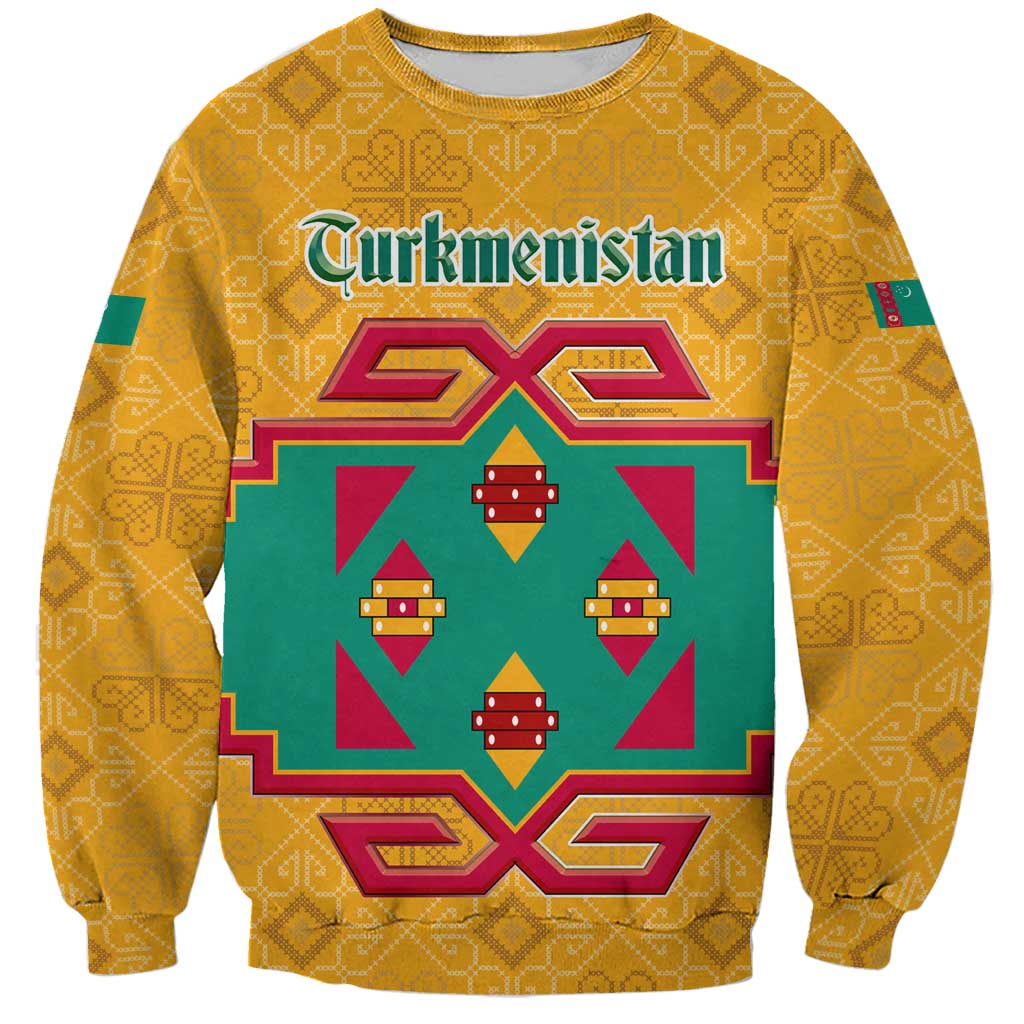 Turkmenistan Traditional Carpet Motif Sweatshirt with Ethnic Pattern Design