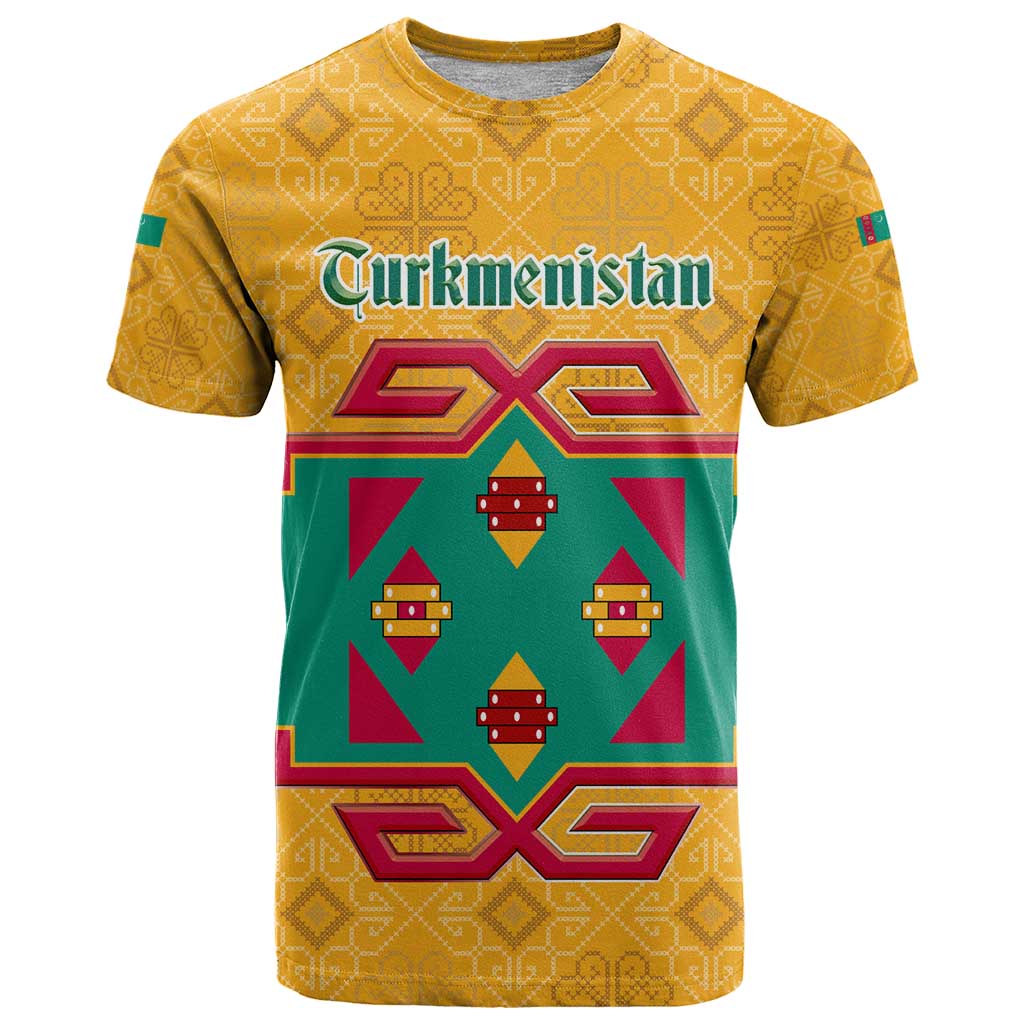 Turkmenistan Traditional Carpet Motif T Shirt with Ethnic Pattern Design