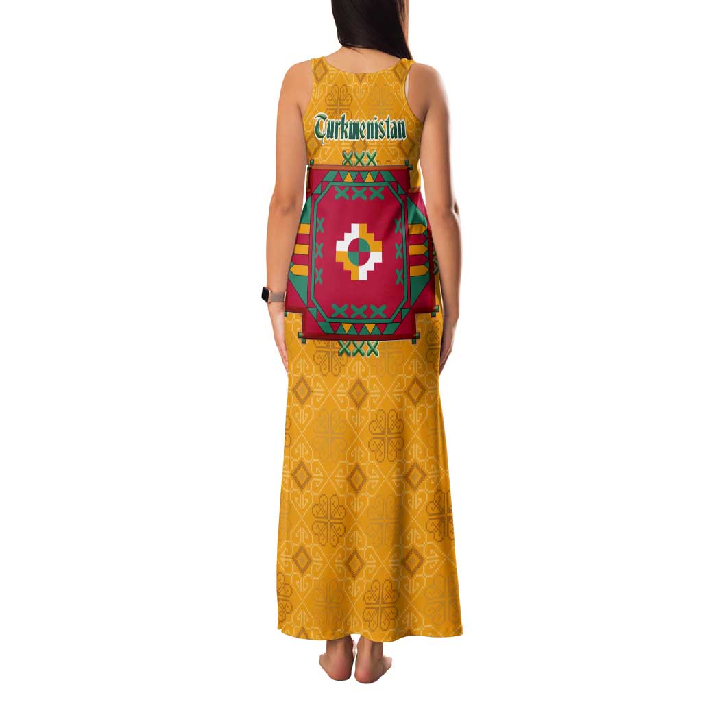 Turkmenistan Traditional Carpet Motif Tank Maxi Dress with Ethnic Pattern Design