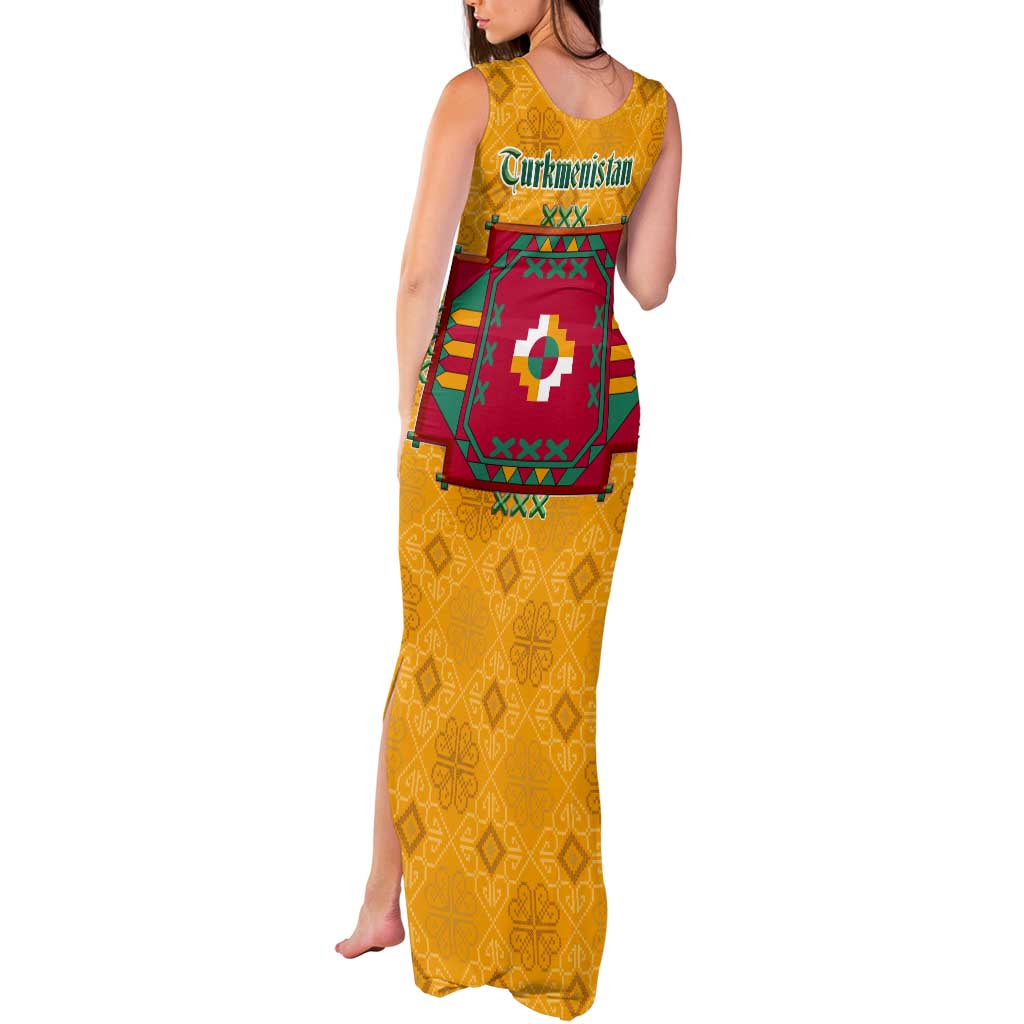 Turkmenistan Traditional Carpet Motif Tank Maxi Dress with Ethnic Pattern Design