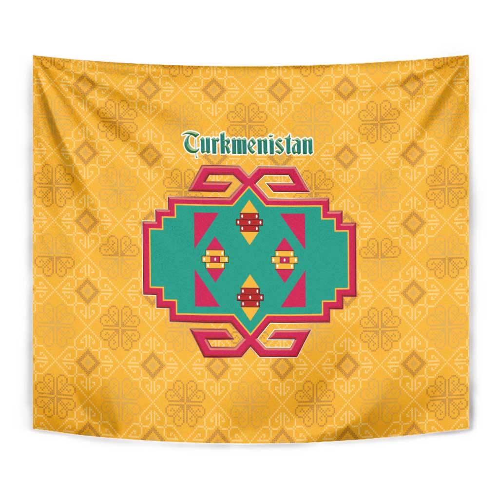 Turkmenistan Traditional Carpet Motif Tapestry with Ethnic Pattern Design