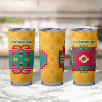 Turkmenistan Traditional Carpet Motif Tumbler Cup with Ethnic Pattern Design