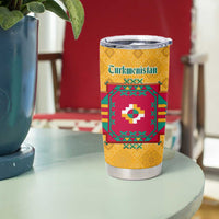 Turkmenistan Traditional Carpet Motif Tumbler Cup with Ethnic Pattern Design