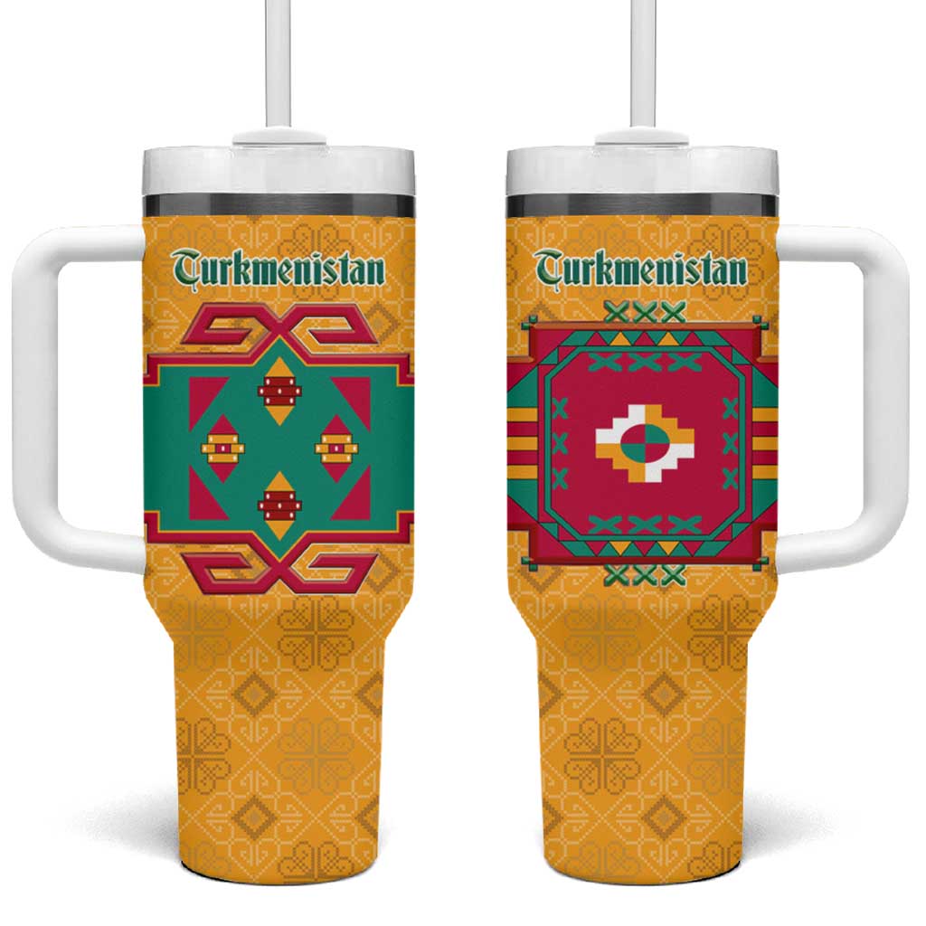 Turkmenistan Traditional Carpet Motif Tumbler With Handle with Ethnic Pattern Design