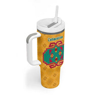 Turkmenistan Traditional Carpet Motif Tumbler With Handle with Ethnic Pattern Design