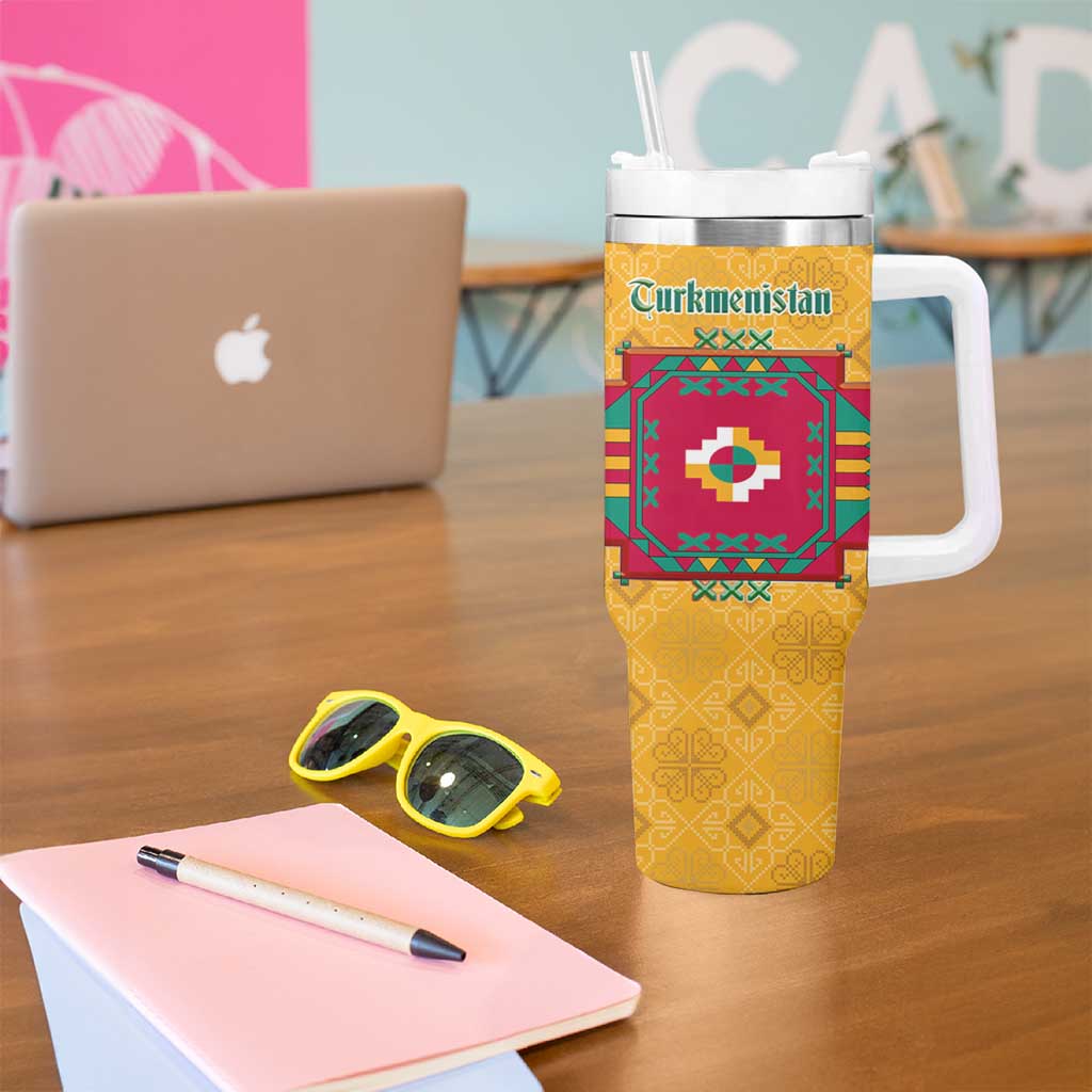 Turkmenistan Traditional Carpet Motif Tumbler With Handle with Ethnic Pattern Design