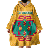 Turkmenistan Traditional Carpet Motif Wearable Blanket Hoodie with Ethnic Pattern Design