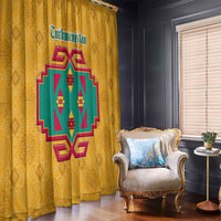 Turkmenistan Traditional Carpet Motif Window Curtain with Ethnic Pattern Design