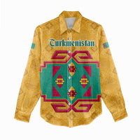 Turkmenistan Traditional Carpet Motif Women Casual Shirt with Ethnic Pattern Design