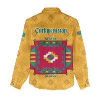 Turkmenistan Traditional Carpet Motif Women Casual Shirt with Ethnic Pattern Design