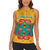 Turkmenistan Traditional Carpet Motif Women Sleeveless Polo Shirt with Ethnic Pattern Design