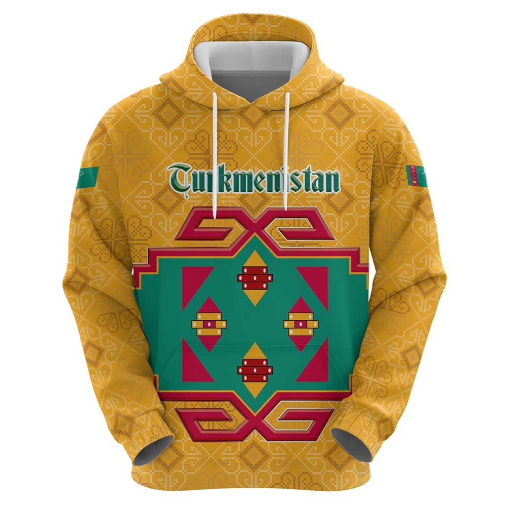 Turkmenistan Traditional Carpet Motif Zip Hoodie with Ethnic Pattern Design