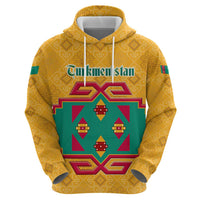 Turkmenistan Traditional Carpet Motif Zip Hoodie with Ethnic Pattern Design