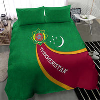 Turkmenistan Green Bedding Set with Crescent Moon and State Emblem Design