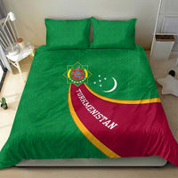 Turkmenistan Green Bedding Set with Crescent Moon and State Emblem Design