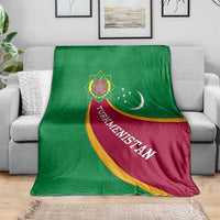 Turkmenistan Green Blanket with Crescent Moon and State Emblem Design