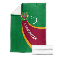 Turkmenistan Green Blanket with Crescent Moon and State Emblem Design