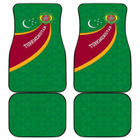 Turkmenistan Green Car Mats with Crescent Moon and State Emblem Design