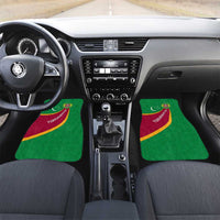 Turkmenistan Green Car Mats with Crescent Moon and State Emblem Design