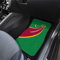 Turkmenistan Green Car Mats with Crescent Moon and State Emblem Design