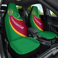 Turkmenistan Green Car Seat Cover with Crescent Moon and State Emblem Design