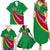 Turkmenistan Green Family Matching Summer Maxi Dress and Hawaiian Shirt with Crescent Moon and State Emblem Design