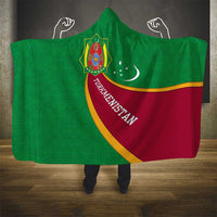 Turkmenistan Green Hooded Blanket with Crescent Moon and State Emblem Design