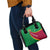 Turkmenistan Green Shoulder Handbag with Crescent Moon and State Emblem Design