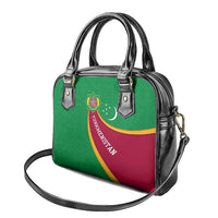 Turkmenistan Green Shoulder Handbag with Crescent Moon and State Emblem Design